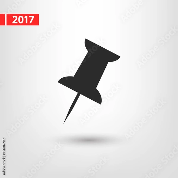 Fototapeta push pin icon, vector illustration. Flat design style