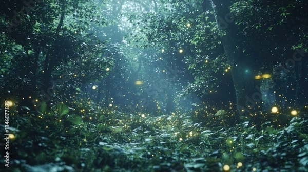 Obraz Enchanted Firefly Forest: A Night in Nature's Glow