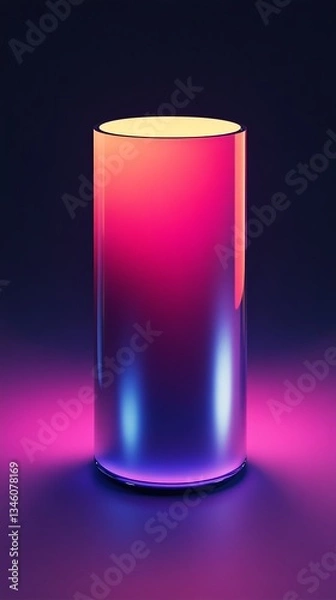 Fototapeta A vibrant, glowing cylinder radiating warmth and energy, bathed in a mesmerizing pink and blue light.