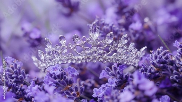 Fototapeta A sparkling crystal tiara resting on a soft lavender background