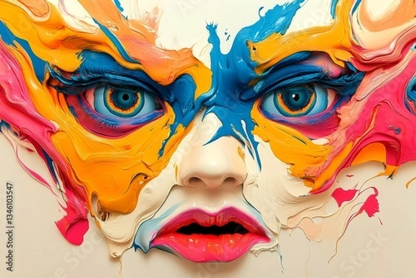 Fototapeta Symptoms of mental illness. Hallucination - due to neurological disorders: abstract image of health condition. Metaphorical neurological disorders awareness of a mental illusion. Brain glitch.