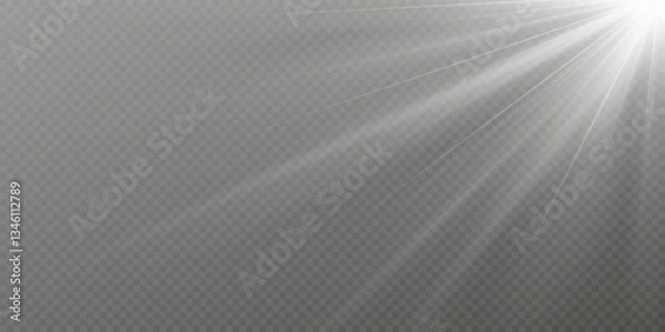 Fototapeta Rays of white light. Rays of the sun. Light falls. Light effect.
