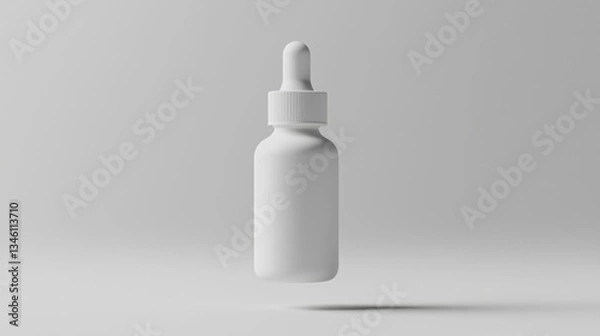 Obraz A floating skincare dropper bottle mockup with a sleek white design and soft shadows