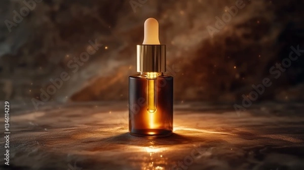 Obraz A premium skincare serum bottle mockup with glowing light effects and luxurious packaging