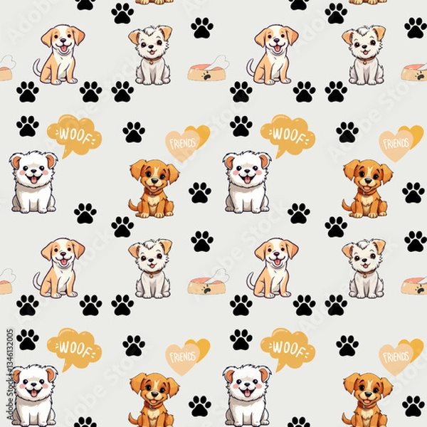 Obraz seamless pattern with funny animals childish textile 