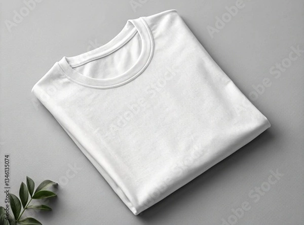 Obraz Blank White T-Shirt Folded on Gray Background