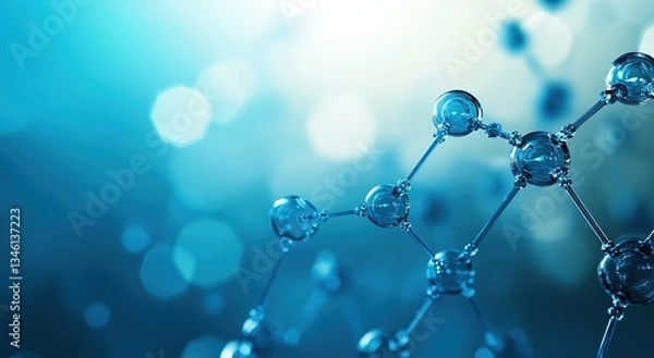 Fototapeta Abstract glass molecular structures and chemical bonds. AI generated image