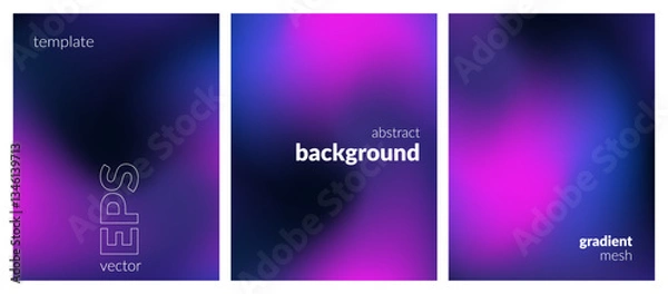 Obraz Abstract liquid background set. Gradient mesh. Effect bright color blend. Blurred fluid colorful mix. Modern design template for web covers, ad banners, posters, brochures, flyers. Vector EPS