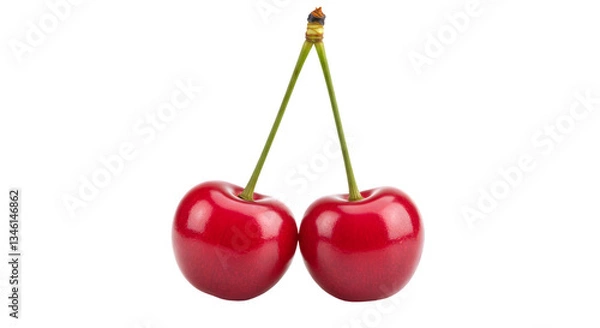 Fototapeta Two cherry fruits isolated on transparent background png