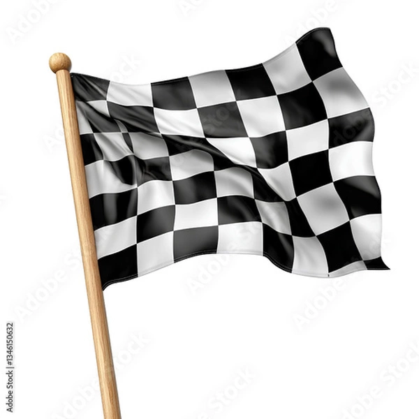 Fototapeta Checkered Racing Flag Waving Isolated on Transparent Background