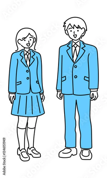 Fototapeta 制服で立っている学生のイラスト