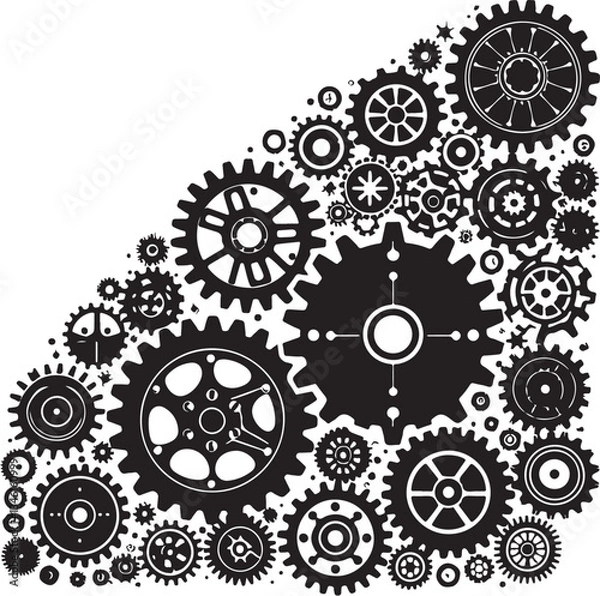 Obraz Mechanical Gear Silhouette Vector Set