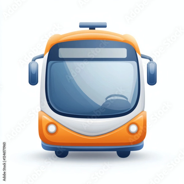 Fototapeta Simple vector bus icon in orange and white colors  
