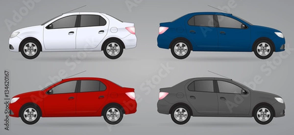 Obraz Set of different color car, realistic car models