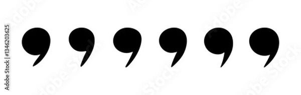 Fototapeta Doodle quotation mark set. Hand drawn comma for speech bubble. Vector comic apostrophe icon for conversation. Sketch scribble sign. Punctuation symbol on white background