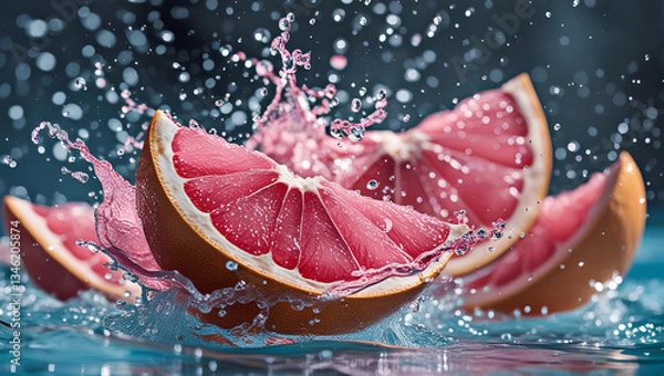 Obraz Refreshing Grapefruit Splash – A Burst of Citrus Energy, General AI