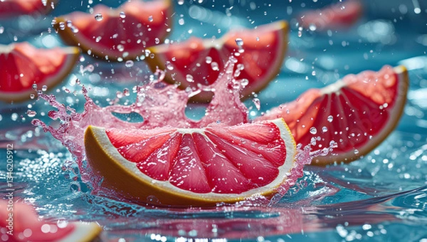 Obraz Refreshing Grapefruit Splash – A Burst of Citrus Energy, General AI