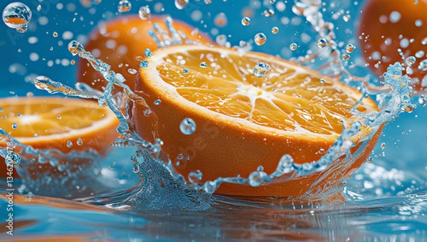Obraz Refreshing Citrus Splash – Juicy Oranges in Motion, General AI