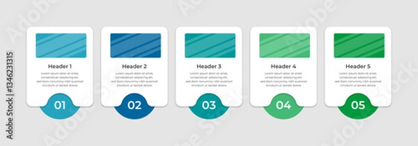 Obraz Numbered list of five headers with striped boxes