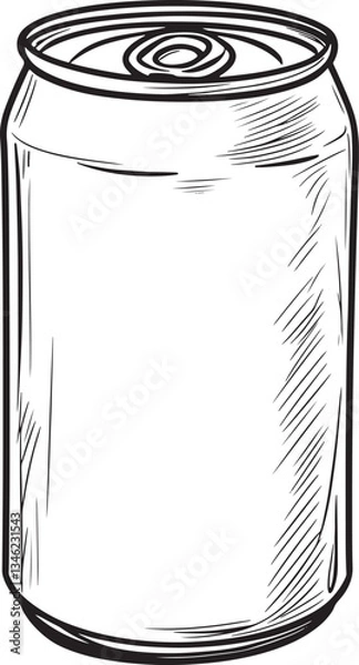 Obraz Hand-Drawn Vintage Soda Can Sketch Illustration of Beverage Can