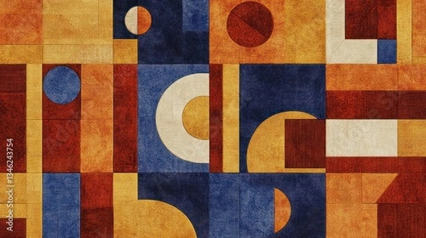 Fototapeta Abstract geometric art; autumnal tones; textured background; design element