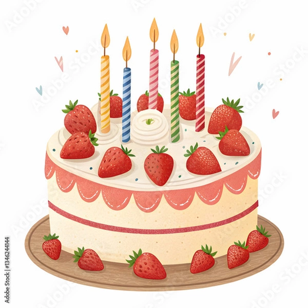 Fototapeta Birthday cake png sticker cute illustration