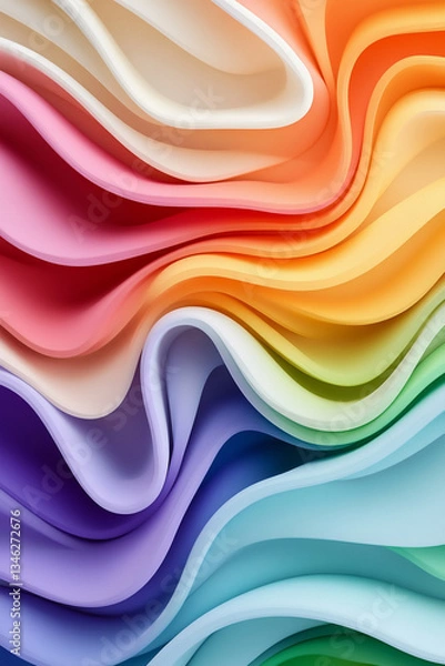 Obraz Colorful Layered Paper Texture with Abstract Wavy Lines – Vibrant 3D Background
