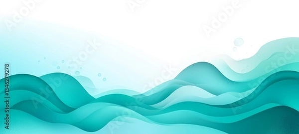 Obraz Abstract Flowing Light Mint Waves Background, Modern Digital Gradient, Dynamic Style Banner