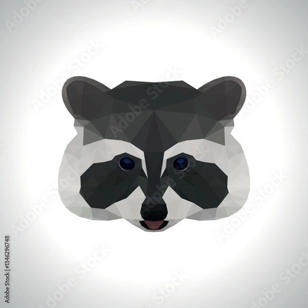 Obraz Raccoon with white background in staylish origami