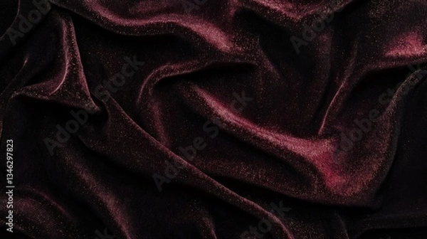 Fototapeta Luxurious Deep Wine Red Velvet Fabric with Gradient and Intricate Folds for Elegant Background