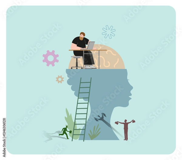 Obraz The concept of personal growth. Investing in yourself and your work,
 self-development.  Vector illustration
