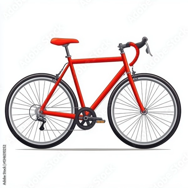 Fototapeta Bright Red Bicycle Design for Urban Cycling Lifestyle and Fitness Activities