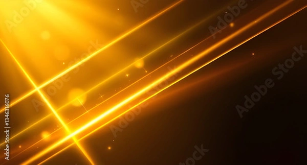 Fototapeta Abstract background glowing gold diagonal lighting effect and sparkle 