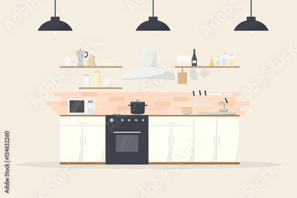 Obraz cartoon kitchen interior