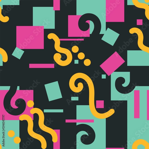 Obraz Seamless pattern abstract geometric elements black background