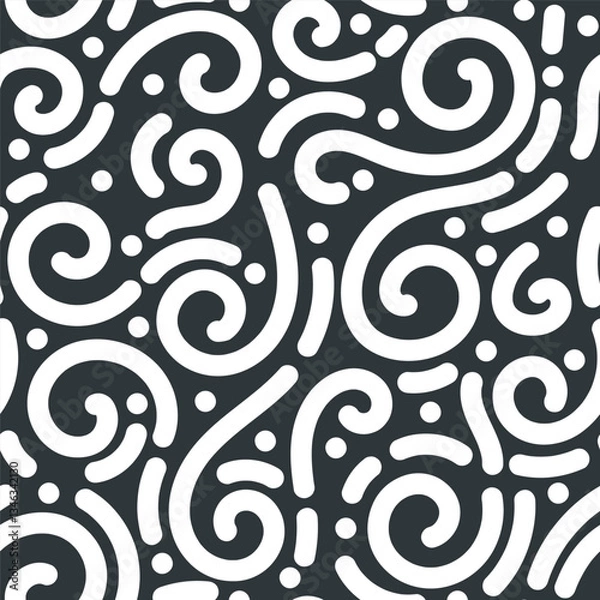 Obraz Seamless pattern abstract lines and dots elements black background