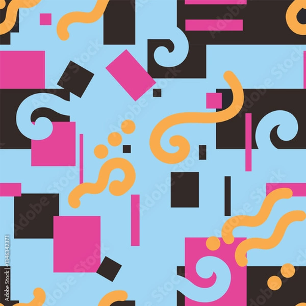 Obraz Seamless pattern abstract geometric elements black background