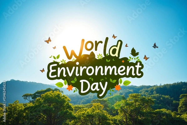 Fototapeta World Environment Day Background with Inspirational Text for Eco Awareness and Sustainability