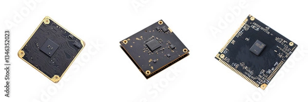 Fototapeta On a transparent background, a microchip is depicted in isolation, generated by Generative Ai