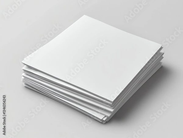 Obraz Neat Stack of Blank Square Papers: Minimalist Mockup
