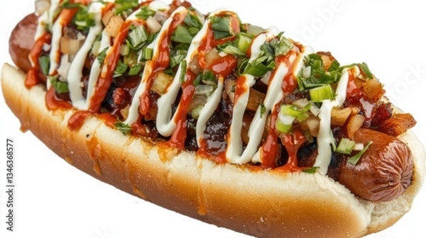 Fototapeta HOT DOG isolated on background, full depth of field