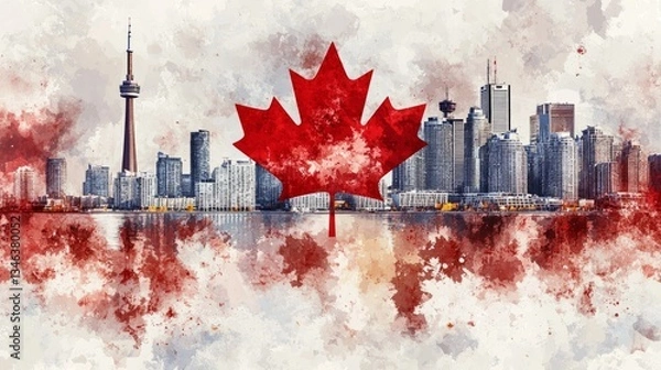 Fototapeta Generic Striking Watercolor View Modern High Skyline