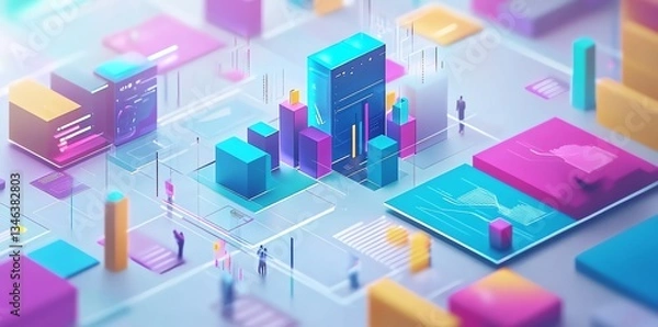 Fototapeta Abstract Data Visualization: Geometric Forms and Vibrant Hues