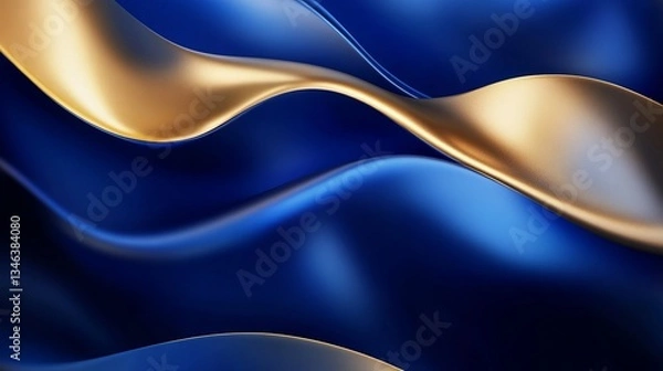 Fototapeta AbstractArt Dynamic Blue Scene Gold Abstract High Flowing