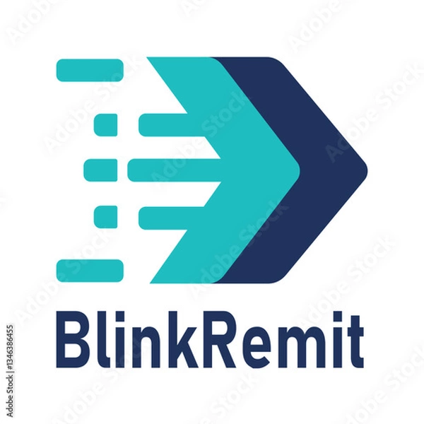 Fototapeta BlinkRemit Logo: A modern logo for a financial service or tech firm, featuring a stylized arrow indicating speed and progress. Clean and professional.