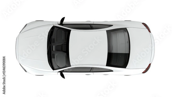 Fototapeta White generic sedan car parked showing roof and windshield on transparent background