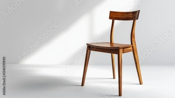 Fototapeta Modern wooden chair in a bright room.  Possible use Interior design