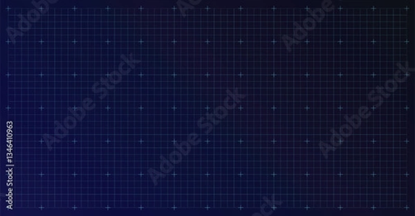 Fototapeta Dark futuristic blueprint with a glowing cyan grid. Vector illustration of a sci-fi interface, HUD design, or digital technology background.

