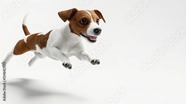 Fototapeta Jack Russell terrier in jump isolated on white background