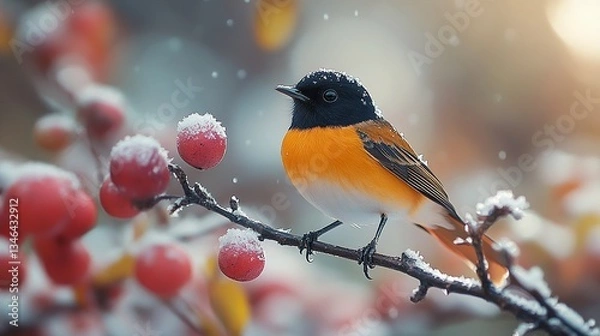 Obraz Orangequit bird --ar 16:9 --stylize 500 --v 6.1 Job ID: 21df215f-c155-4502-b8bb-984328d68a23